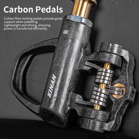 🥇 181g el Par | Pedales KINAN Ultraligeros de Carretera | Eje Titanio y Cuerpo Carbono