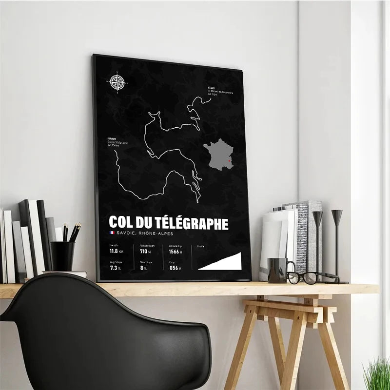 Póster Minimalista – Mapa de Puertos Ciclistas