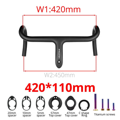 💥 Ultraligero 237g | Manillar Integrado Full Carbono | Cableado Interno Aero Cockpit