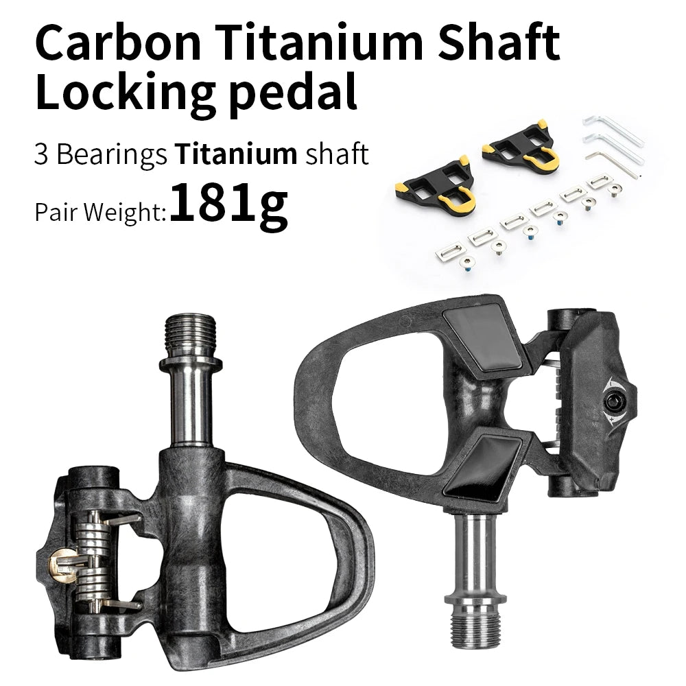 🥇 181g el Par | Pedales KINAN Ultraligeros de Carretera | Eje Titanio y Cuerpo Carbono