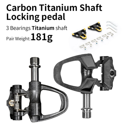 🥇 181g el Par | Pedales KINAN Ultraligeros de Carretera | Eje Titanio y Cuerpo Carbono