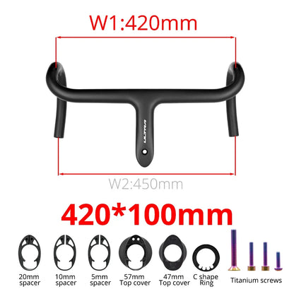 💥 Ultraligero 237g | Manillar Integrado Full Carbono | Cableado Interno Aero Cockpit