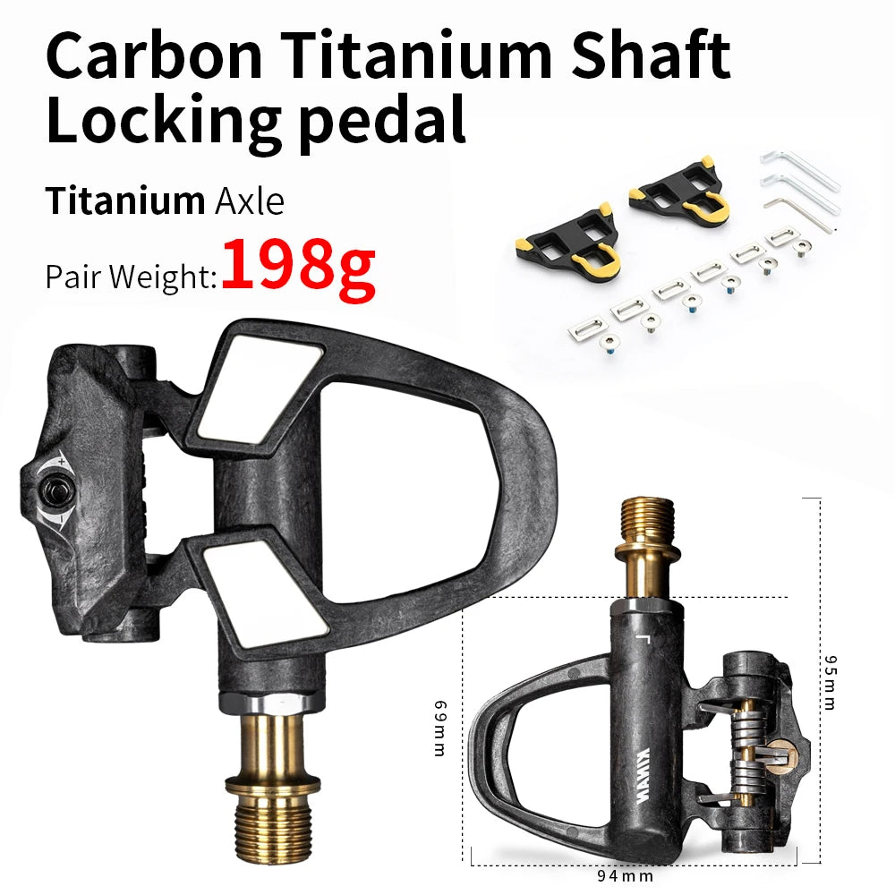 🥇 181g el Par | Pedales KINAN Ultraligeros de Carretera | Eje Titanio y Cuerpo Carbono