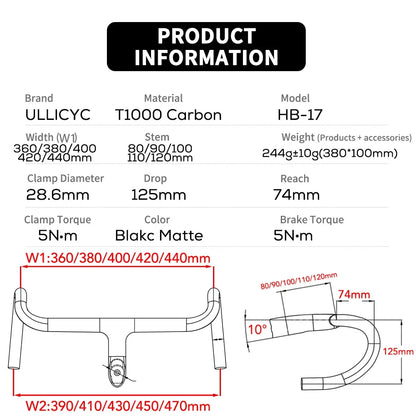 💥 Ultraligero 237g | Manillar Integrado Full Carbono | Cableado Interno Aero Cockpit