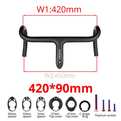 💥 Ultraligero 237g | Manillar Integrado Full Carbono | Cableado Interno Aero Cockpit